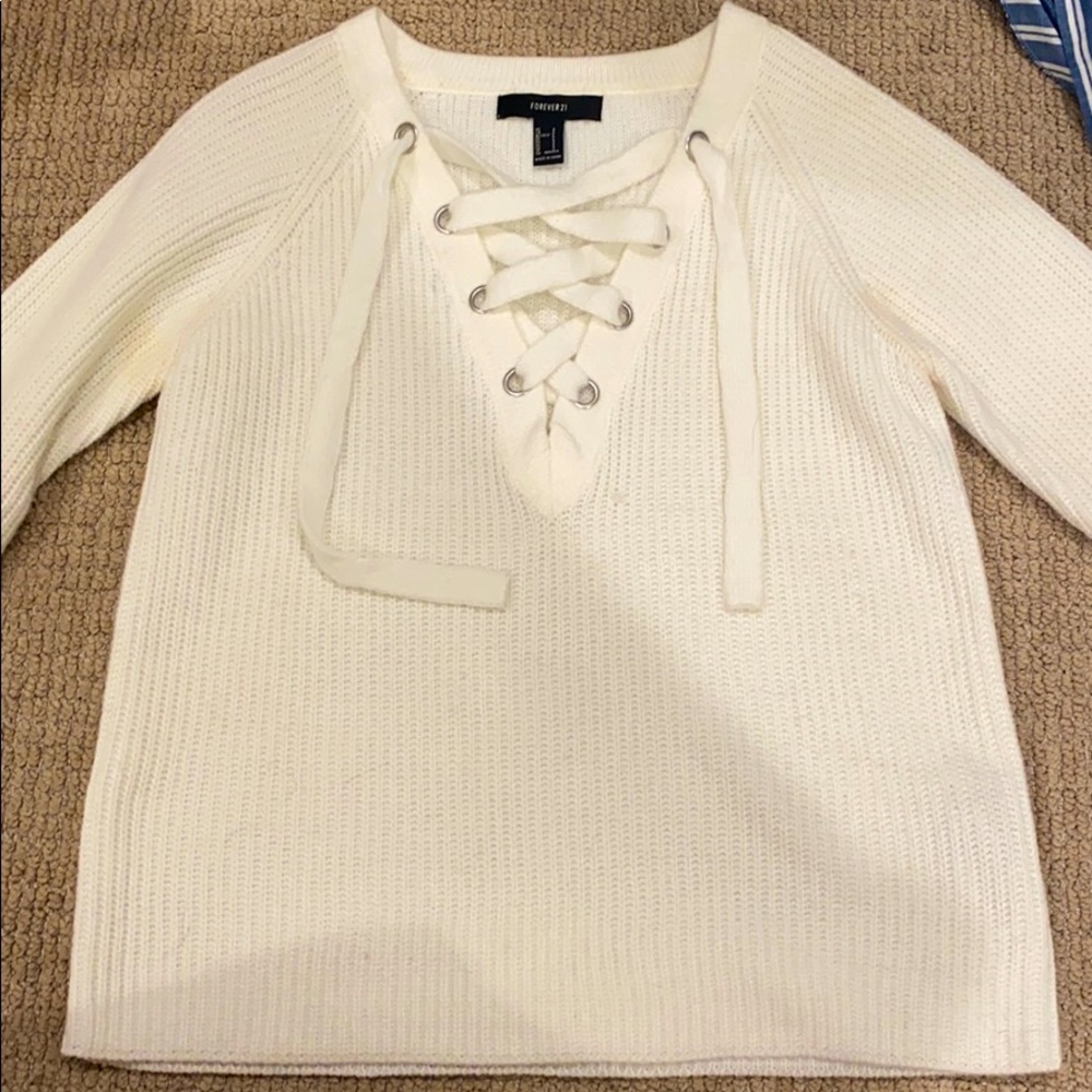 white sweater